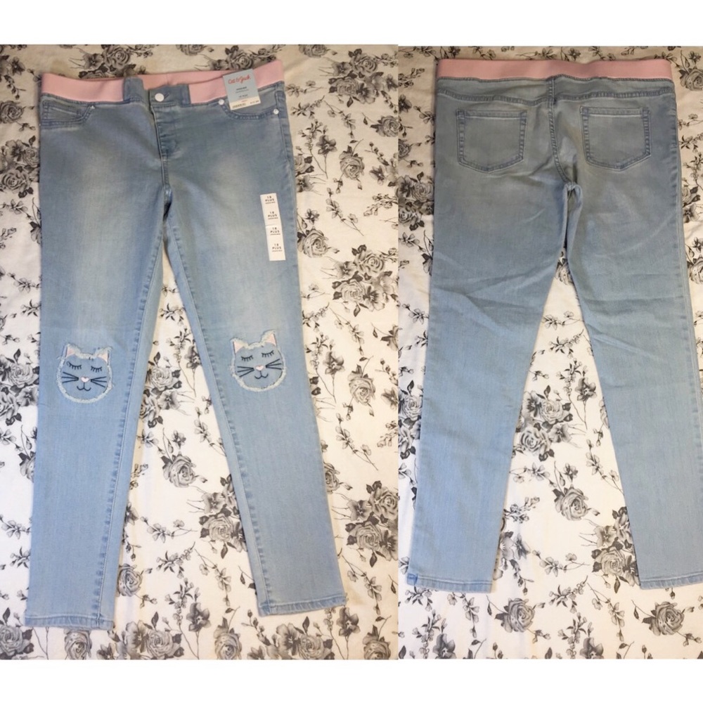 Cat & Jack | Cute Kitten Patch Light Wash Jeggings - Picture 2 of 8